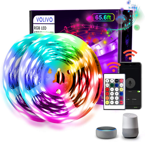 VOLIVO 65.6 FT WiFi LED Strip Lights,LED Light Strip Compatible with Alexa