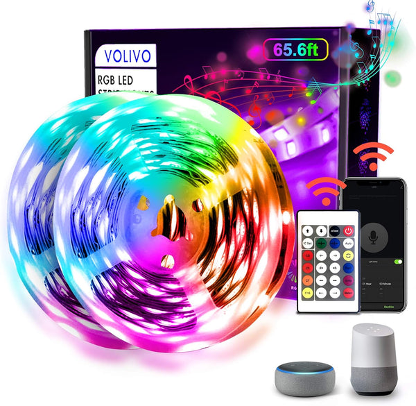 VOLIVO 65.6 FT WiFi LED Strip Lights,LED Light Strip Compatible with Alexa