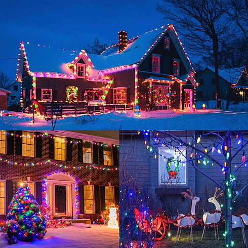 2 Pack 50 C6 8 23FT Leisure world Led Solar Outdoor Christmas Decorations, Modes Strawberry String Lights,Christmas