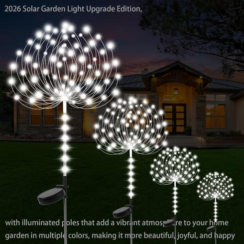 TYASDBA Outdoor,155LED 8 (2Pack) Garden Decor Solar Lights lighting modes pole light Waterproof White Solar Garden