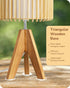 14.17" E26 EDISHINE Small Table Lamp, Wood Tripod Bedside Lamp, Natural Wood-Colored Hollow & White PVC Shade, Base