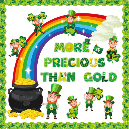 Pasimy St. Patrick's Day Bulletin Board Decoration, Lucky Shamrock Cutout Border for Classroom Decor