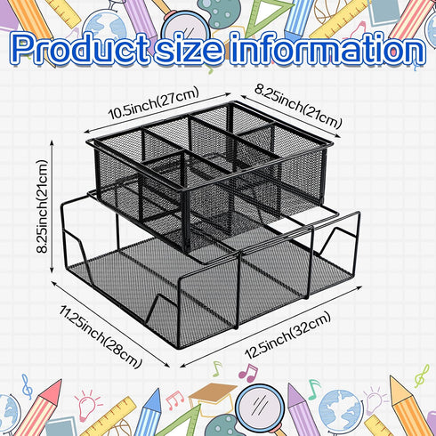 Duraaamo 11.25 12.5 Inch, Black Team Material Metal Caddy x Classroom Table Storage Caddy, Teacher Supply Storage