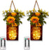 OurWarm Sunflower Wall Sconces Set of Two, Mason Jar Sconces Farmhouse Wall