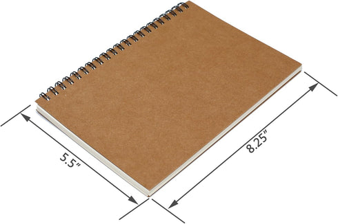 TWONE Notebook, College Ruled Spiral Notebook, Kraft Brown Soft Cover, 100 Pages, 50 Sheets, 5-1/2x8-1/4 Inches, 5