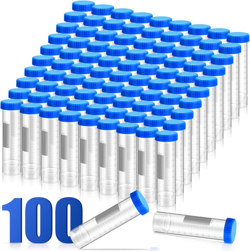Xuhal 100 Counts 50ml Centrifuge Tubes, Self Standing Plastic Test Tubes with Screw Cap for Science Experiments