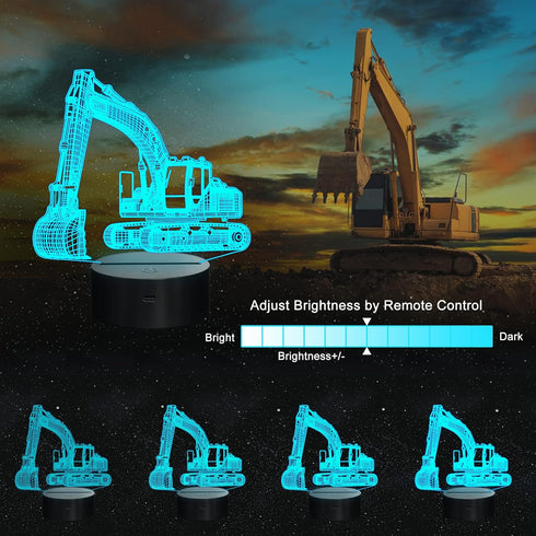 Ammonite 3D Excavator Lamp for Kids, LED Optical Illusion Night Light with Remote Control and Timing Function as