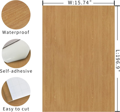 15.7"x196" Walnut Wood Contact Paper Light Brown Walnut Wood Peel and Stick Wallpaper for Kitchen Bathroom Laundry Room