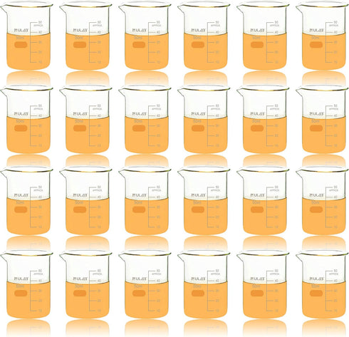 ULAB Scientific Glass Beakers, 50ml, 3.3 Borosilicate Griffin Low Form, Pack of 24