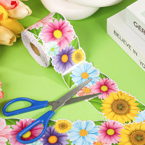 Augisteen 68.9 Ft Spring Bulletin Board Borders Daisy Flower Trim Decoration for Classroom & Home Decor