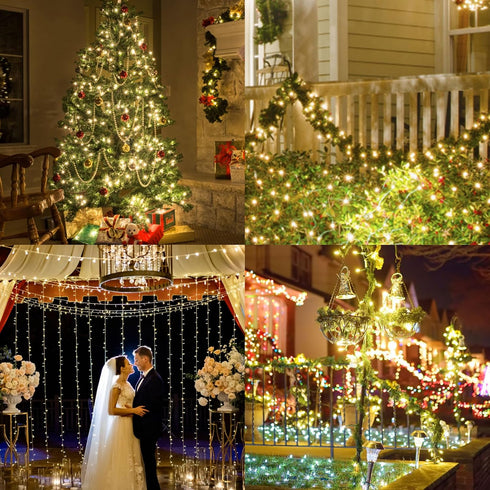 66FT 200 Bulbs Clear Christmas Lights Incandescent Warm White Mini Lights with Black Wire for Christmas Tree, Garland