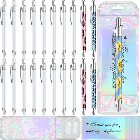 Yexiya 60 Pcs Sublimation Pen Blank Kit Heat Transfer Ballpoint Pen with