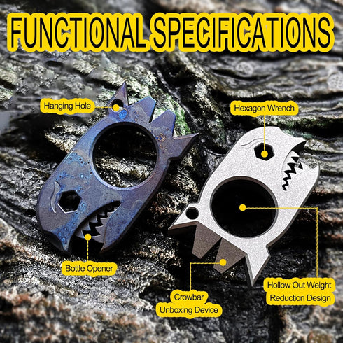 EDC Pry Bar with Bottle Opener Wrench Titanium Prybar Multi Tool Shark Pocket Crowbar - Your Versatile Companion