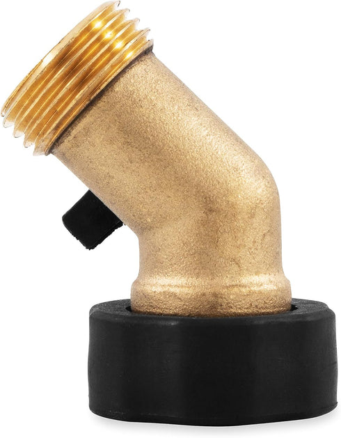 Camco Solid Brass Drinking Water Valve, 45 Degree, Garden Hose Connections (20173)