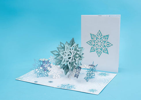 Paper Love 3D Snowflakes Pop Up Card - Gift for Winter, Christmas, 5" x 7" Cover with Envelope and Note Tag