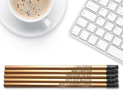 Good Vibes - Inspirational Pencils Engraved With Funny And Motivational Sayings For School And The Office by Fresh Prints of CT