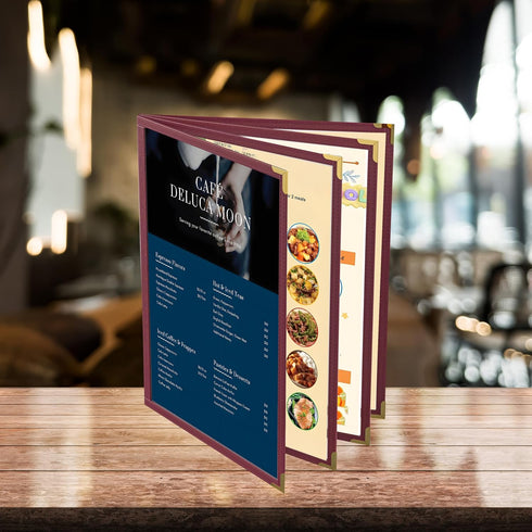 6 8.5x11 4Page 8View ZQP Pcs Menu Covers, Letter Size, menu Holder, Toothed Metal Corners, Waterproof