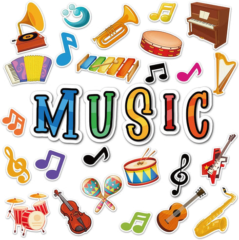 Music Cutouts with Music Notes for Classroom Bulletin Board Decorations and Music Party Themed Birthday Supplies for