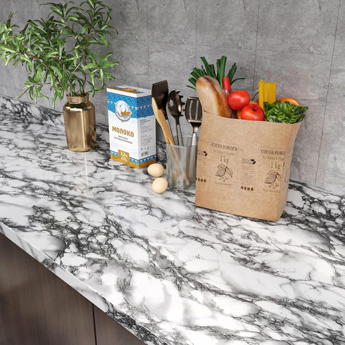 YENHOME 17.7"X118" Gray Marble Wallpaper Peel and Stick Contact Paper for Waterproof Kitchen and Bathroom Countertops.
