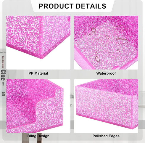 Rouidr Acrylic Sticky Note Holder - Glitter Memo Pad Dispenser, 3.94 x 3.94 Inch for Home & Office