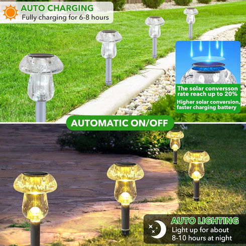 8 Pack Benany Solar Lights Outdoor, Mushroom Lights Outside Waterproof, Solar Powered LED Lighting for Garden, Yard