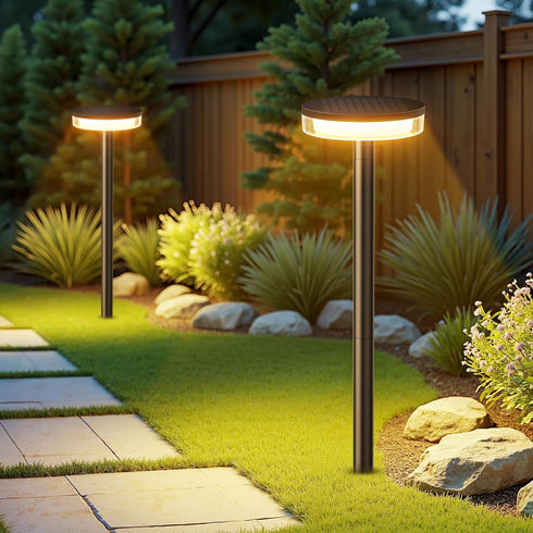 LETMY Solar Pathway Lights Outdoor, 2 Pack 2X Brighter Solar Lights Outdoor