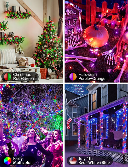 echosari Smart String Lights, 100 LED 33Ft RGB Fairy Lights with Remote & App Control, Music Sync for Christmas Trees