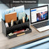 Black Wood Desk Organizer with Drawer, Bill Mail Organizer and File Holder for Office Supplies, Modern Desk Accessories