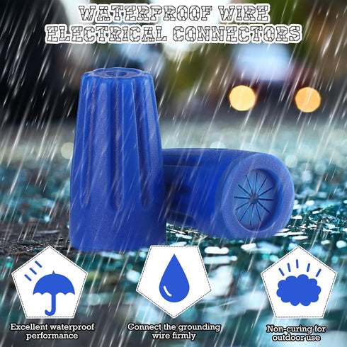 Hiboom 150 Pcs Waterproof Electrical Connectors - Outdoor Splice Terminal for 22AWG-12AWG Cable Wire
