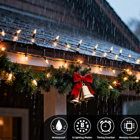 66ft 200 Green Convenience Christmas Lights LED Battery Operated String Lights with Timer Memory Function or Battery