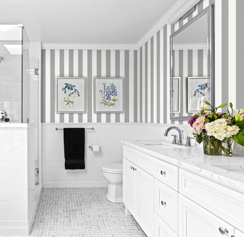 Erfoni Grey and White Wallpaper Striped Contact Paper Peel and Stick Wallpaper Modern Self Adhesive Contact Paper 17.7"x118" DIY Wallpaper Striped Removable Wallpaper for Livingroom Countertop Decor by Erfoni