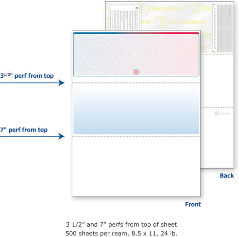 DocuGard Blue/Red Prismatic Galaxy Top Check, 8.5 x 11 Inches, 500 Sheets, 1 Check Per Sheet