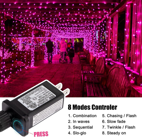 39 100 8 Minetom Pink Mini Christmas Lights - Feet LED Fairy String Lights with Lighting Modes Waterproof Connectable