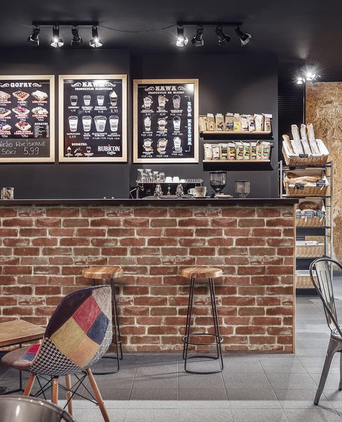 Red Brick Wallpaper, Self-Adhesive Peel and Stick Waterproof Removable for Home Decoration and Furniture Renovation.