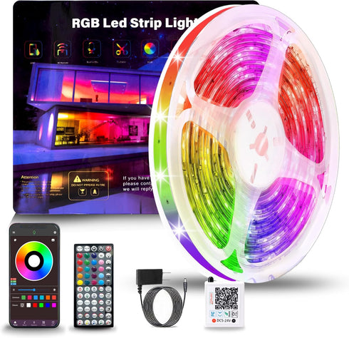 NBBUFF Led Lights for Bedroom 50ft (1 Roll), Color Changing RGB Led Strip