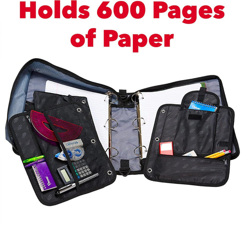 Case-it The Dual 2-in-1 Zipper Binder - Two 1.5 Inch D-Rings, Pencil Pouch, Multiple Pockets, Midnight Blue