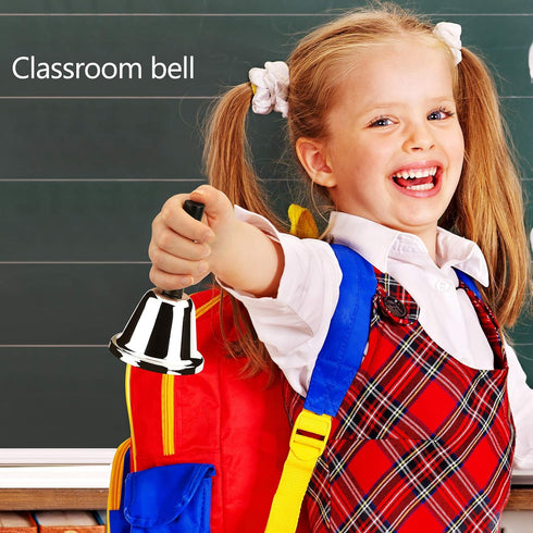 MROCO Loud Hand Bell, Silver Steel Dinner Bells for Classroom, Food Line, Alarm