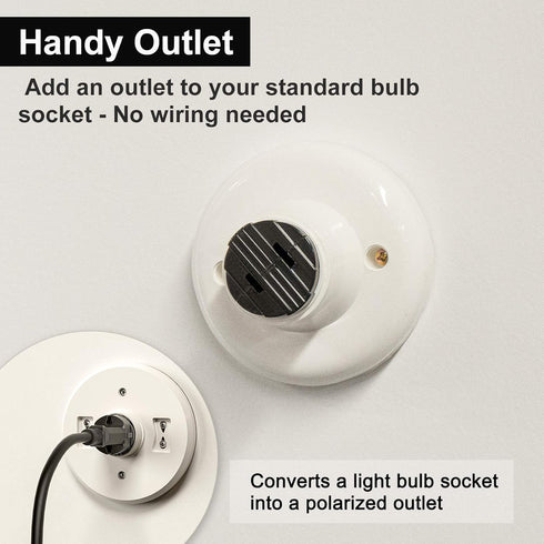 DiCUNO UL Listed E26 to Polarized Outlet Socket Adapter, Standard E26 Base Light Bulb Converter Black