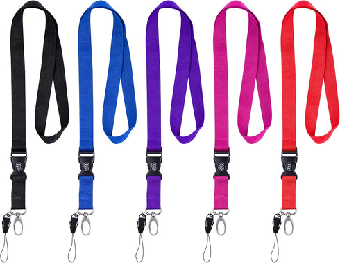 Wisdompro Office Lanyard, 5 Pack 23 inch Quick Release Neck Strap with Detachable Buckle, Assorted Colors