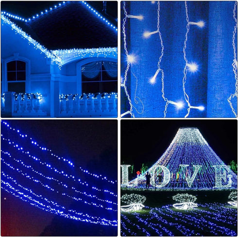 300 8 108Ft Decor(300Led-Blue) ILLUMINEW LED Blue Outdoor Indoor String Lights, Safety Plug in Modes Twinkle