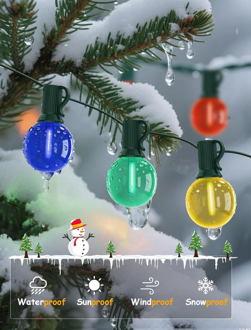 G40 50Ft 27 Bulbs, LED Globe Christmas String Lights, Multicolor Christmas Decorations Lights Shatterproof with LED