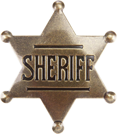 Toy Sheriff Badge for Kids, Metal Western Deputy Sheriff Badge, Old West Prop (Dark Bronze)