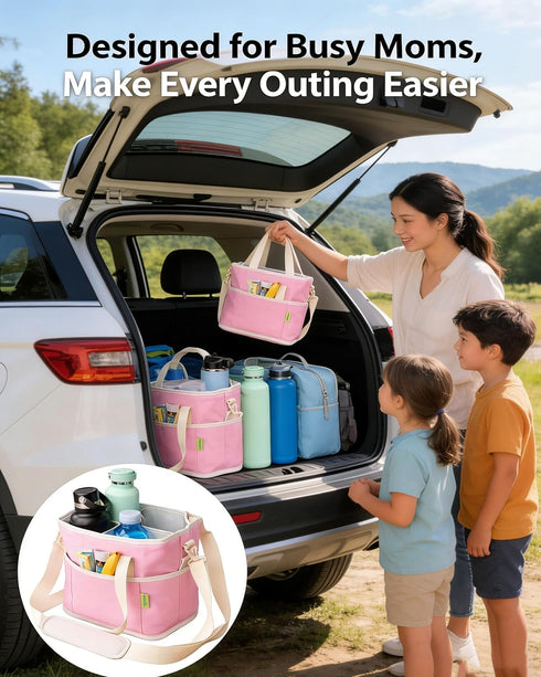 Generic 4 4 Commute Insulated Cup Drink Carrier Bag, Family Size Compartment Portable Tote with Shoulder Strap