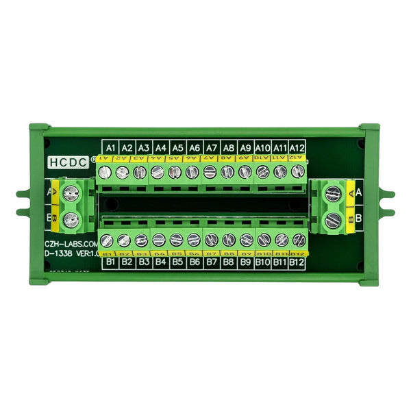 30Amp/300V 2x12 Position Terminal Block Distribution Module, Screw Mount