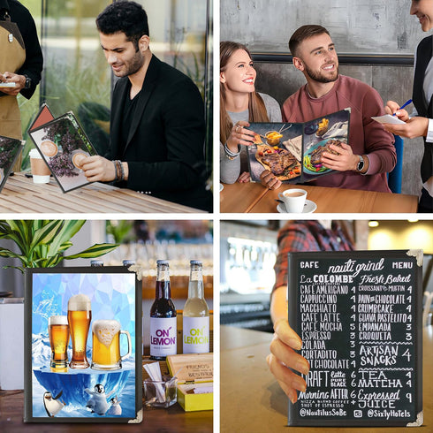 Aijmguo 6 Pack 8.5 11 Inch,Menu 4 8 Menu Covers X Holder Page View Transparent Restaurant Menu Cover Book, Clear Menu