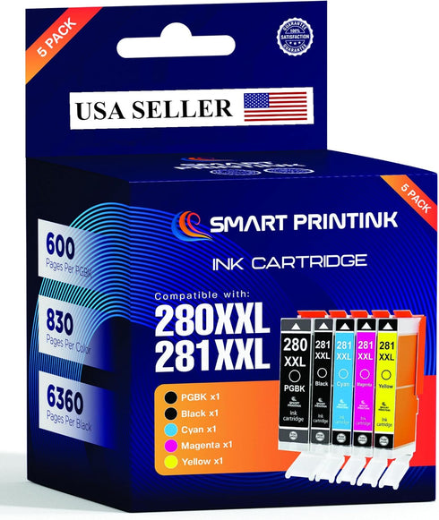 PGI-280 CLI-281 XXL 5 Color Value Pack Replacement Ink Cartridges for Canon