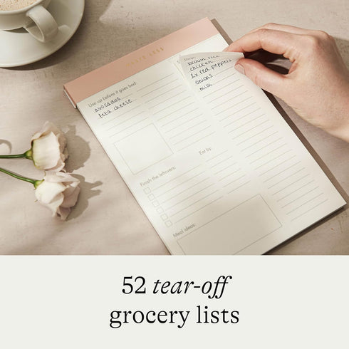 Waste Less Meal Planner Pad, Magnetic Grocery List, 52 Tear-Off Pages, 8 x 6 Inches