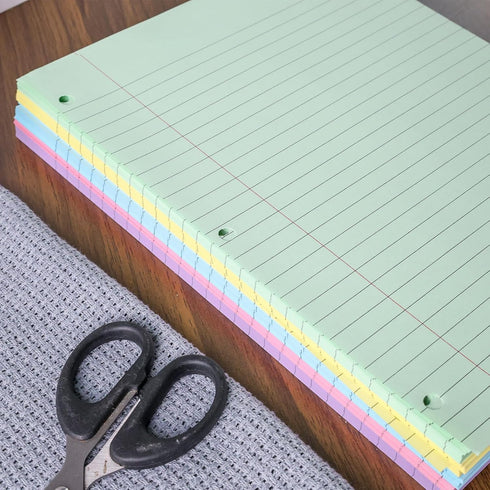 Koogel 300 Sheets Loose Leaf Paper, College Ruled, Colorful Office Filler Paper for 3-Ring Binders