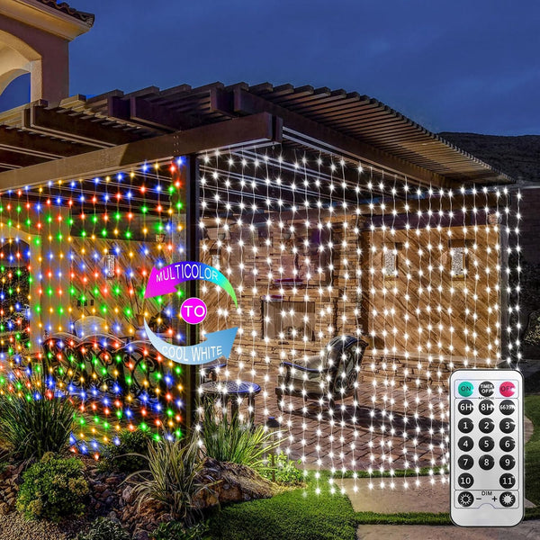 ZAIYW Dual Color Curtain Lights 20ftx10ft 600 LED Christmas Curtain Lights with