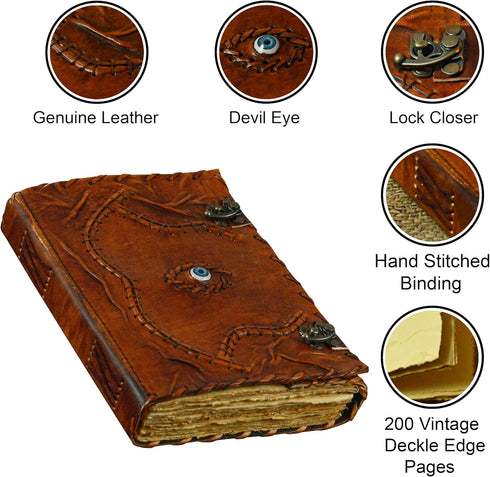 Hocus Pocus Book of Spells - Leather Journal Writing Book, 13x10 Inch, Best Halloween Gifts for Men and Women